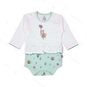 بادی آستین بلند نوزاد طرح موش و خرگوش لیدولند Lido land