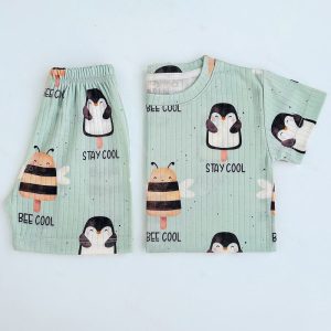 ست تیشرت شلوارک بچه گانه طرح بستنی عروسکی کوکو Coco