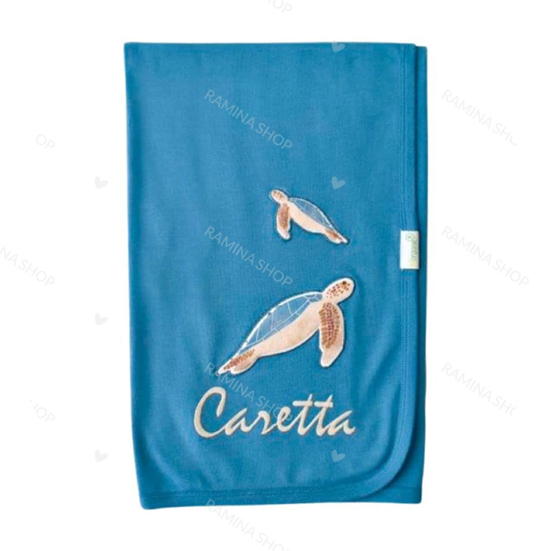 پتوی نخی چهار فصل نوزاد طرح لاک پشت بی ارگانیک Biorganic