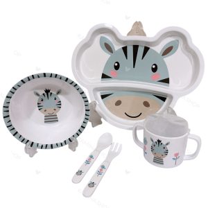 ست ظرف غذای ملامین بچه گانه طرح گورخر لمون Lemon