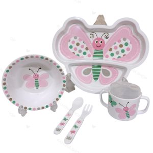 ظرف غذای ملامین بچه گانه دخترانه طرح پروانه لمون Lemon