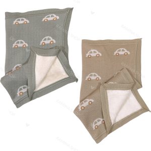 پتوی بافت خزدار کلاه دار نوزاد پسرانه طرح ماشین لیزا Lisa