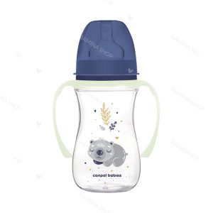 شیشه شیر طلقی آنتی کولیک 240 میل طرح کوالای خوابیده آبی کانپول Canpol