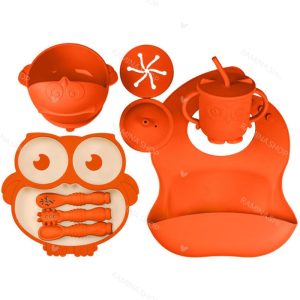 ست ظرف غذای سیلیکونی کودک طرح جغد Algo