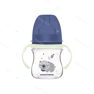 شیشه شیر طلقی آنتی کولیک 120 میل طرح کوالای خوابیده آبی کانپول Canpol