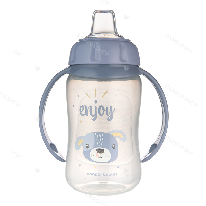 لیوان آموزشی دسته دار نوزاد پسرانه با سری سیلیکونی طرح سگ کانپول Canpol