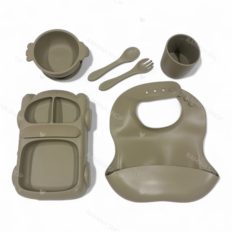 ست ظرف غذای سیلیکونی کودک طرح ماشین Algo