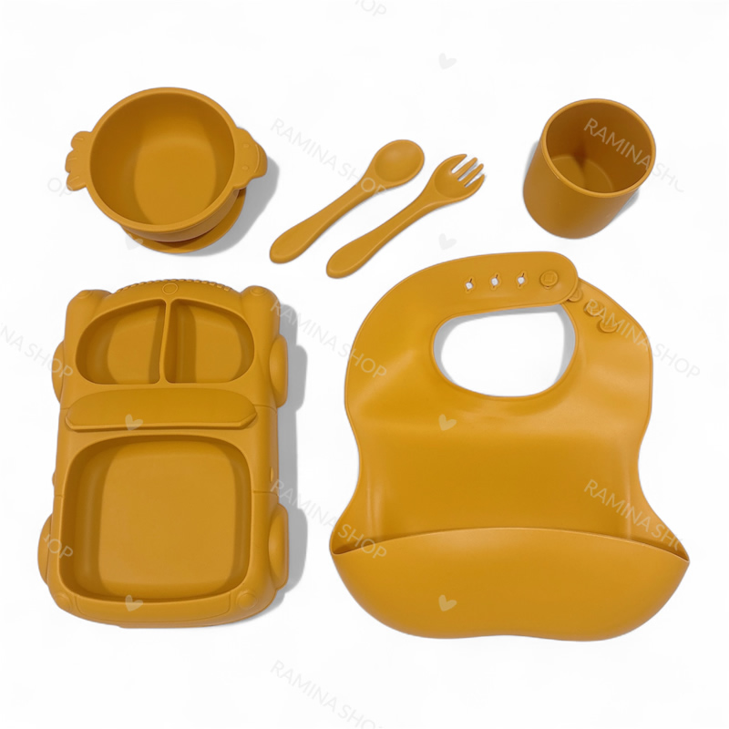 ست ظرف غذای سیلیکونی کودک طرح ماشین Algo