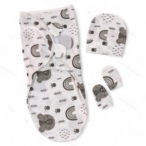 قنداق چسبی نوزاد با کلاه و دستکش سری لبوبو طرح ببر بیبی فورلایف Baby4life