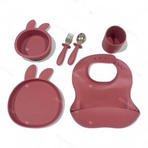 ست ظرف غذای سیلیکونی کودک طرح خرگوش Algo