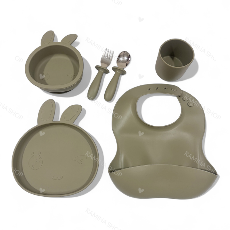 ست ظرف غذای سیلیکونی کودک طرح خرگوش Algo