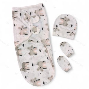 قنداق چسبی نوزاد با کلاه و دستکش سری لبوبو طرح کوآلا بیبی فورلایف Baby4life