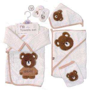ست حوله نوزاد 5 تکه طرح خرس قهوه ای مادرکر Mothercare
