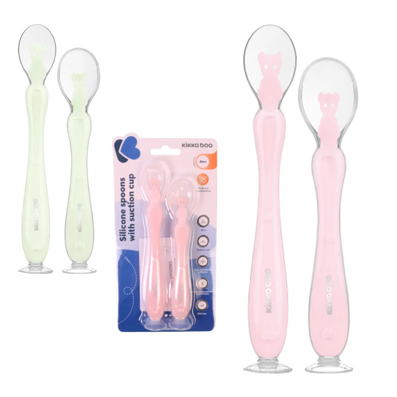 قاشق سیلیکونی پایه چسبان طرح خرس دو عددی کیکا بو Kikka boo