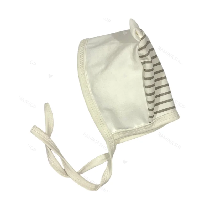 کلاه بندی نوزاد سفید و راه راه طرح پاندا به آوران Behavaran