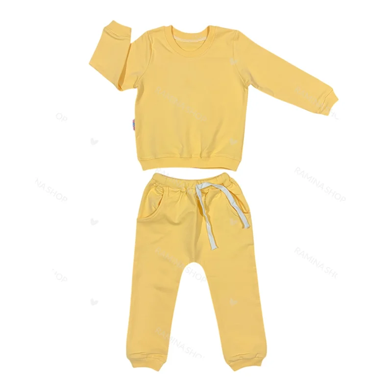 ست بلوز شلوار دورس لیمویی بچه گانه لوپتو luppeto