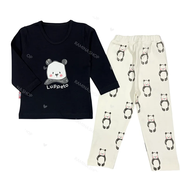 ست بلوز آستین بلند و شلوار بچه گانه طرح پانی لوپتو luppeto