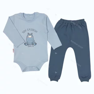 ست زیردکمه دار آستین بلند و شلوار بچه گانه پسرانه طرح بیلو لوپتو luppeto