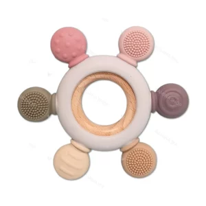 دندان گیر سیلیکونی با حلقه چوبی طرح حلقه