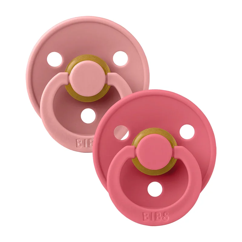 پستانک لاتکس سر گرد نوزاد دختر 6 تا 18 ماه COLOUR صورتی و گلبهی 2 عددی بیبس Bibs
