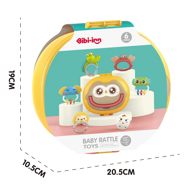 پک جغجغه نوزاد 6 عددی طرح جغد Bibi Inn