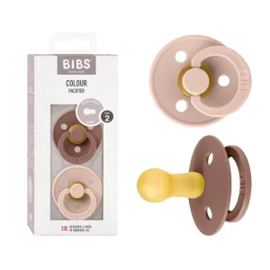 پستانک لاتکس سر گرد نوزاد بالای 18 ماه COLOUR رنگ چوبی و پودری بیبس Bibs