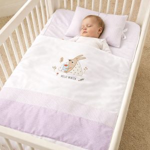 سرویس رختخواب سه تکه نوزادی دخترانه طرح خرگوش Cocoon