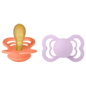 پستانک بادامی لاتکس 6 تا 18 ماه مدل Supreme نارنجی و یاسی 2 عددی بیبس Bibs