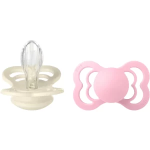 پستانک بادامی سیلیکونی دخترانه 6 تا 18 ماه مدل Supreme کرم و صورتی 2 عددی بیبس Bibs
