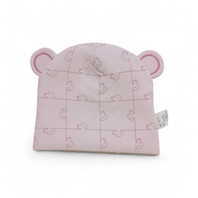 کلاه گرد نوزادی 0 تا 6 ماه گوش دار طرح خرس