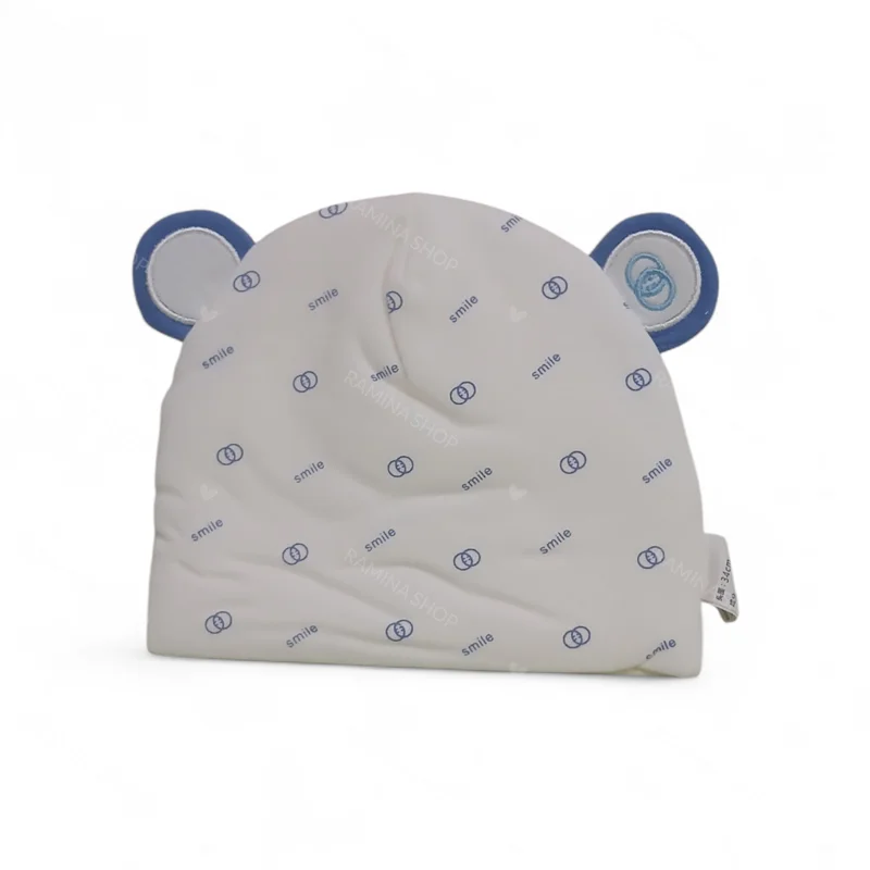 کلاه گرد نوزادی 0 تا 6 ماه گوش دار طرح خرس