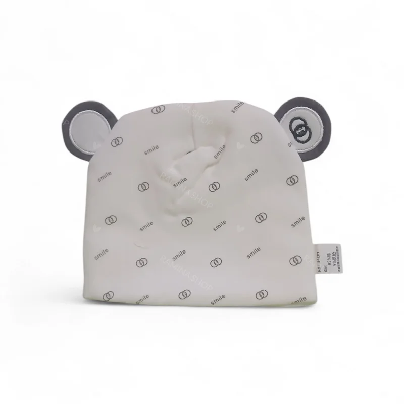 کلاه گرد نوزادی 0 تا 6 ماه گوش دار طرح خرس