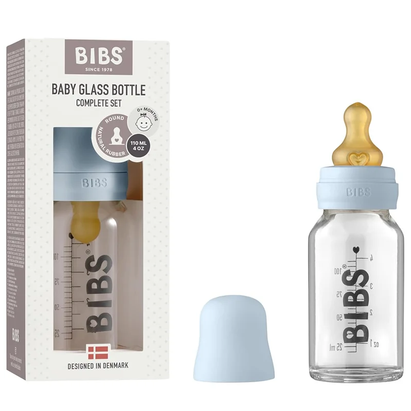 شیشه شیر پیرکس 110 میل آنتی کولیک رنگ آبی بیبس Bibs