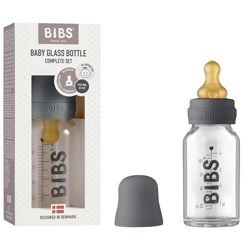 شیشه شیر پیرکس 110 میل آنتی کولیک رنگ طوسی بیبس Bibs