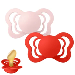 پستانک ارتودنسی لاتکس 0 تا 6 ماه مدل Couture قرمز و صورتی دو عددی بیبس Bibs