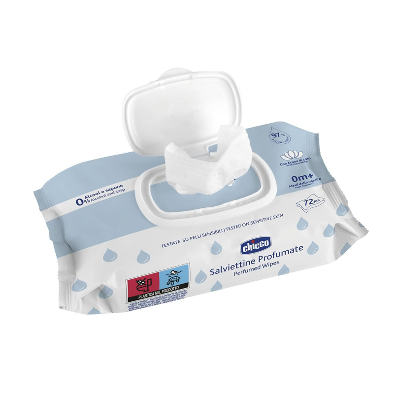 دستمال مرطوب درب دار با عصاره نیلوفر آبی 72 عددی چیکو Chicco