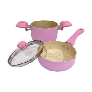 ست قابلمه و تابه کودک 3 پارچه مدل Helena12 صورتی هرا Hera