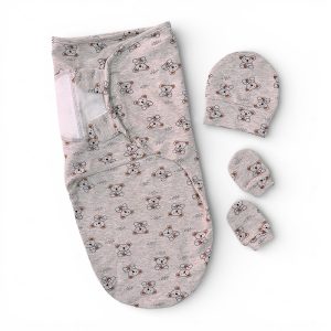 ست قنداق، کلاه و دستکش نوزاد سری لبوبو طرح کوآلا بیبی فورلایف Baby4life