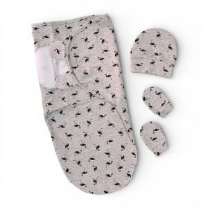 ست قنداق، کلاه و دستکش نوزاد سری لبوبو طرح فلامینگو بیبی فورلایف Baby4life