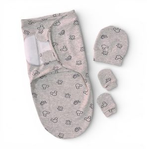 ست قنداق، کلاه و دستکش نوزاد سری لبوبو طرح میکی بیبی فورلایف Baby4life