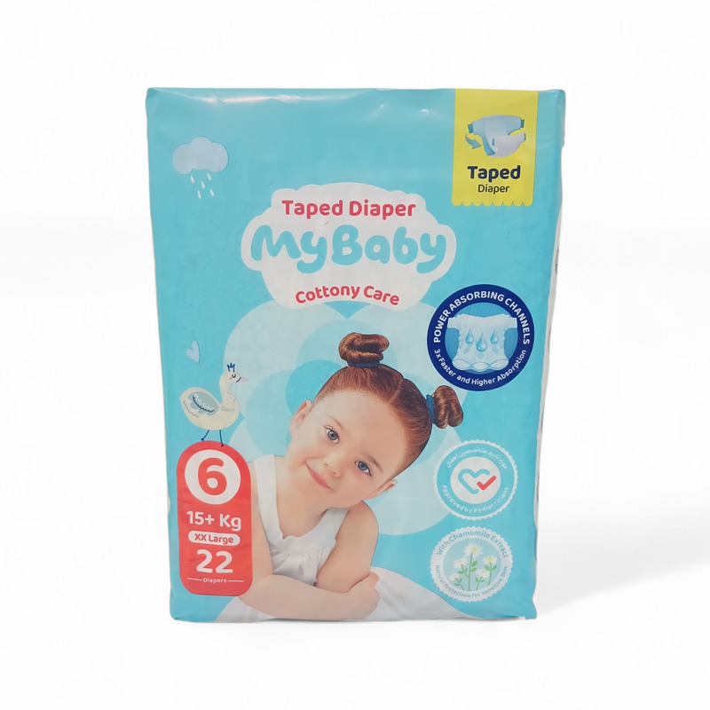 پوشک بچه چسبی کانال دار سایز 6 بسته 22 عددی مای بیبی My Baby