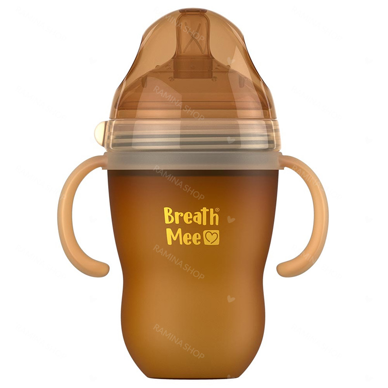 شیشه شیر تمام سیلیکون 240 میل دسته دار برث می Breath Mee