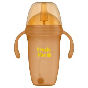 شیشه شیر و لیوان آبمیوه خوری دو کاره پروپیلن آنتی باکتریال 300 میل برث می Breath Mee