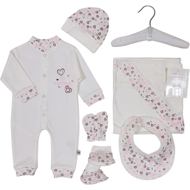 لباس بیمارستانی نوزادی دخترانه 7 تکه طرح قلب مادرکر Mothercare
