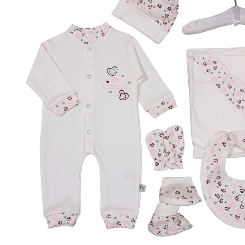 لباس بیمارستانی نوزادی دخترانه 7 تکه طرح قلب مادرکر Mothercare