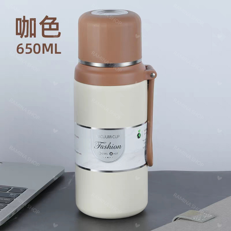 فلاسک نوشیدنی استیل سرد و گرم 650 میل بند دار کد 7833
