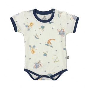 زیردکمه آستین کوتاه نوزاد طرح آبنبات سرمه ای لیدولند Lido land