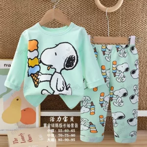 ست بلوز شلوار نخی کودک طرح اسنوپی Dinamic Baby