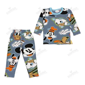 ست بلوز شلوار پسرانه نخی بچه گانه طرح دانلد داک Dinamic Baby