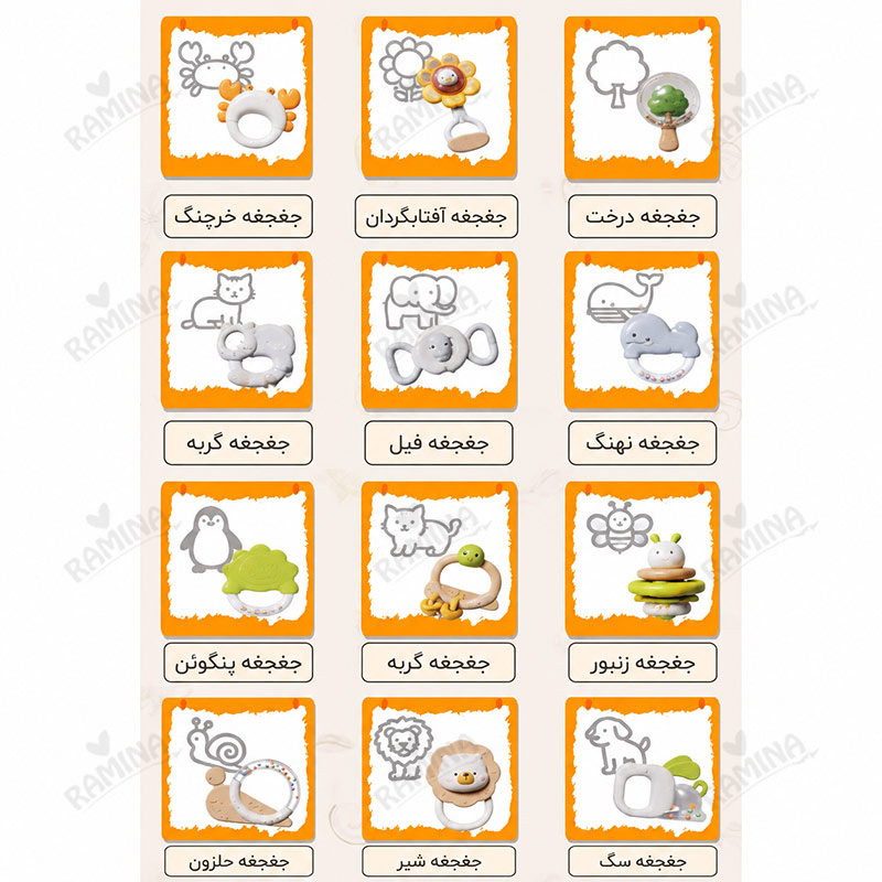 پک جغجغه و دندانگیر طرح خرس 12 عددی فان بیبی Fun Baby